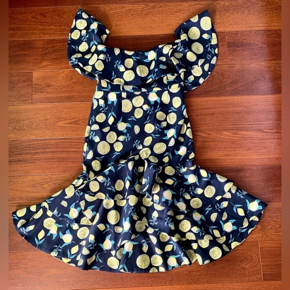 FAME AND PARTNERS Sasha Off the Shoulder Lemon Dress size 10 - Picture 4 of 16